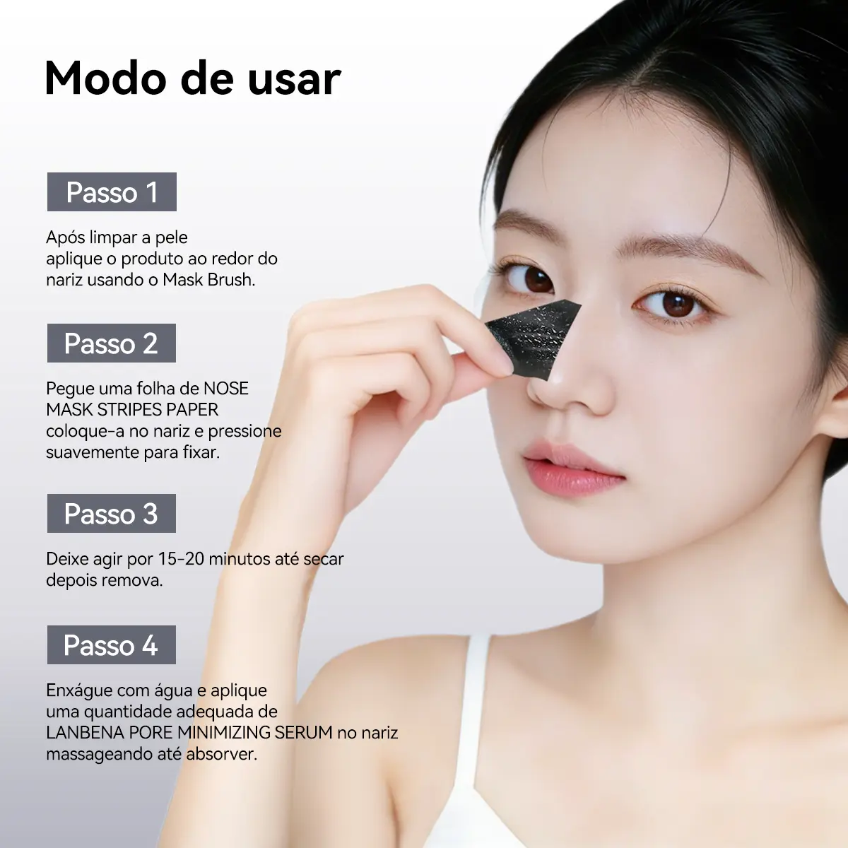 Modo de usar a máscara removedora de cravos LANBENA